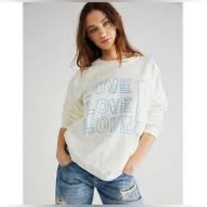 FREE People x Retrobrand Distressed Love Love Love Graphic French Terry Pullover